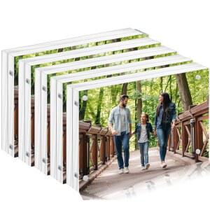 툴슈어 5PACK 아크릴 액자 4x6 마그네틱 액자, 프리스탠드 4 x 6 투명 양면 선물 상자 크리스마스