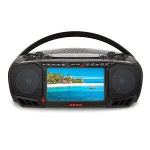 아이와 휴대용 DVD 플레이어, 듀얼 3W 스피커 및 베이스 기능을 갖춘 크리스탈 클리어 사운드, 7인치 LCD 디스플레이, 블루투스 연결, FM 라디오, CD/DVD 재생 기능 제공