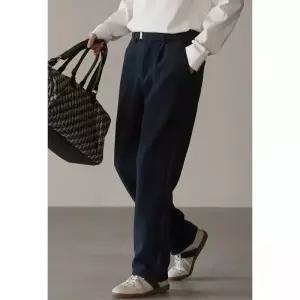 바지 남성 빈티지 캐주얼 겨울 기모 배기핏 보온 밴딩 트렌디 도톰 아이템 HT4