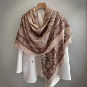 [신상오픈런]여성 린넨 꽃무늬 사각 숄 스카프 에스닉 디자인 (41316379)