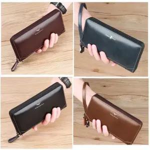 킹 폴 빈티지 남성용 소가죽 비지니스 클러치 장지갑