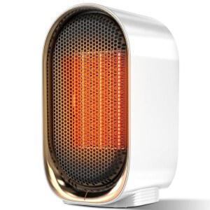 QQT 스페이스 히터, 실내용 휴대용 미니 에너지 효율적인 공간 조절 가능한 삼중 보호 기능을 갖춘 사무실용 2단 히터 팬, 침실, 사무실 및 실내 사용에 적합(화이트)