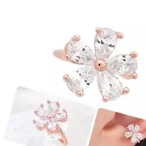 학생귀찌 큐빅 꽃 로즈골드 링 귀찌 이어커프 14KGP