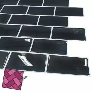 [유토피아]월타일스티커 058 큰검정 벽돌 DIY 타일시트지 타일스티커 스티커타일 리폼스티커 데코타일