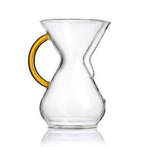 Chemex Pour-Over Glass 커피 메이커 - 컬러 유리 손잡이 시리즈 6컵 골드 포장