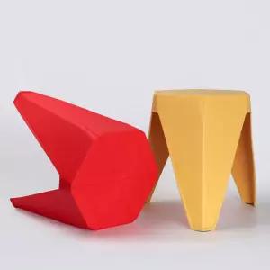 육각 인테리어 스툴 감각적 디자인 체어 PP 야외 의자 쿼드 체어 (레드)