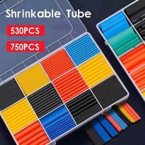 530pcs 열 수축 튜브 모듬 된 크기 절연 와이어 수리 키트 배선 용 전자 폴리올레핀 전기 슬리브