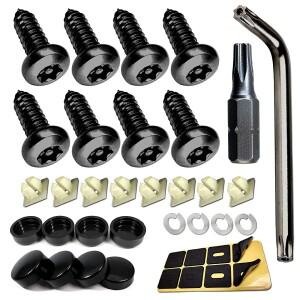 XCLPF 검정색 번호판 나사 - 자동차 태그 프레임용 스테인레스 스틸 플레이트 장착 하드웨어 도난 방지 보