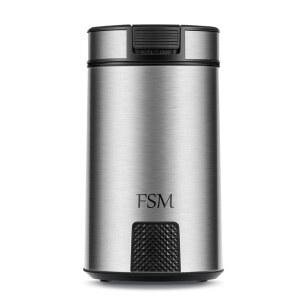 FSM 전기 커피 그라인더 및 스파이스 밀(세이프티 락 시스템 포함) u2013 녹슬지 않는 스테인리스 스틸(투명 뚜껑 그립 베이스 통콩, 씨앗, 견과류, 허브 아마씨 -1.76온스.