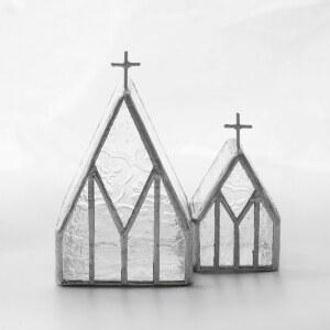 핸드메이드 글라스 유리 건축 장식 미니 소품 선물 앤티크 인테리어 카페 교회