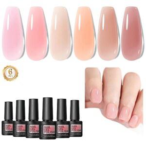 celia 네일 폴리쉬 세트 7ml 퍼머넌트 크리스탈 젤리 반투명 클리어 핑크 세미 바니시 LED 아트 UV