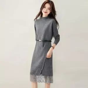 여자 니트 원피스 치마 하프 추동 이너 러블리 레이스 멋스러운 코트 다올4