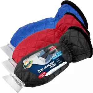 SCRUBIT [장갑 포함 스 스크래퍼 3팩 - 얼음과 눈을 위한 자동차 앞 유리 플리스 미트 따뜻하게 유지하면서