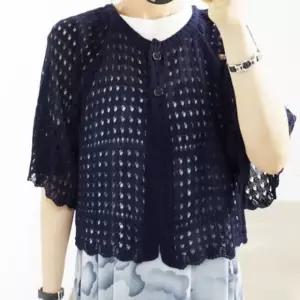 [유토피아]빅사이즈 니트가디건 볼레로 그물 사각 가디건 여름 여자가디건 빅사이즈여성가디건 빅사이즈가