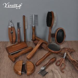 고양이 개를 위한 양면 골동품 나무 애완 동물 빗 - 털갈이 및 엉킴 방지 정전기 간편한 청소 세련된 빈티