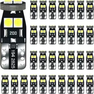 DOOFUN 30팩 12V T10 194 168 2825 W5W 교체용 LED 전구 투명 6000K 흰색 자동차 실내 돔 지도 베니티 미러