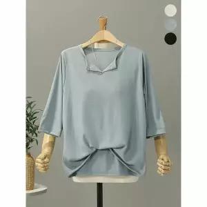 [하프클럽/모노시크]헤리아 넥 트임 스판 8부 티셔츠_MNTG615