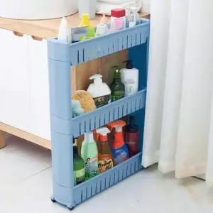 [생활] 틈새수납장 이동형 선반 블루 3단 공간활용 틈새정리