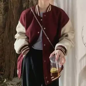 [유토피아]투컬러 배색 야구점퍼 기모안감 봄겨울 여성 아우터 여성아우터 여성점퍼 캐주얼점퍼 학생점퍼