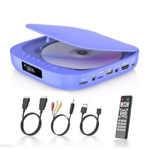 TV 데소브리 미니 DVD 플레이어 HDMI RCA 출력 1080P HD 전 지역 무료 CD 플레이어, 리모컨 포함, 스마트 지원 USB /TF 카드용 컴팩트 디스크 PAL /NTSC