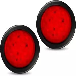 RUNHWEE 2Pcs 4인치 원형 LED 트레일러 라이트 키트 - 빨간색 12개 보트 마커 브레이크 스톱 턴 사이드