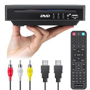 TV용 미니 DVD 플레이어: 소형 지역 무료 RV/트레일러, 홈 스테레오 시스템용 CD 플레이어, HDMI 및 RCA 케이블 포함, 지원 스마트 TV 프로젝터