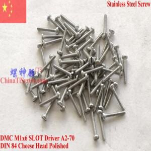 DIN 84 스테인리스강 M1.0 나사 M1x2 M1x10 치즈 헤드 A2-70 ROHS 광택 QCTI
