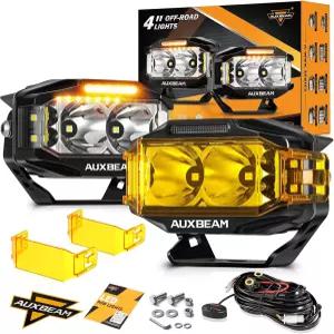 Auxbeam V-MAX 시리즈 4인치 LED 포드 드라이빙 라이트 앰버 DRL이 장착된 72W 직사각형 사이드 슈터
