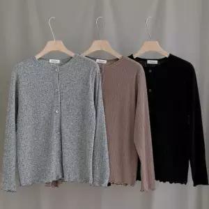 [신상오픈런]여성 여리핏 골지 긴팔 라운드넥 가을 니트 가디건 (41935552)