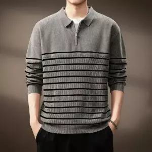 니트 동계 칼라넥 상의 가디건 스트라이프 터틀넥 남성패션 반집업 DL4