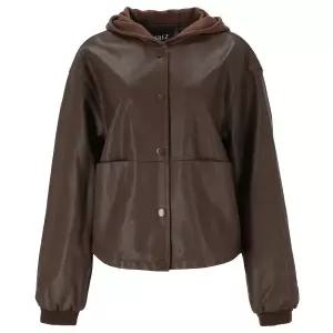 [롯데백화점]abfz 후드 레이어드 스타일 레더 재킷 APZ5ZL01G