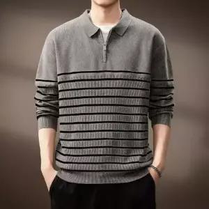 니트 겨울 상의 칼라넥 터틀넥 남성패션 스트라이프 반집업 가디건 DL4