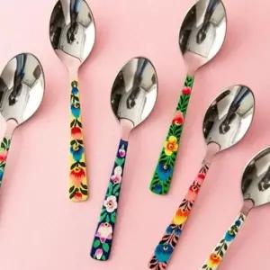 스테인레스 애나멜 스텐 티스푼 수저 커트러리 6P 세트