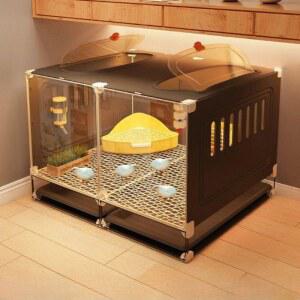 병아리 사육장 집 조립식 메추리 조류 케이지 71x46.5x45cm 미니 2칸