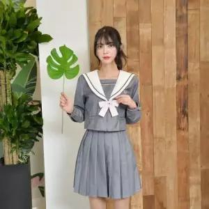 일본교복 교복몰 사쿠라 차분한 그레이 일본여고생 세라복 긴팔