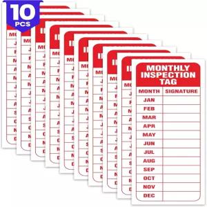 월간 검사 태그 10개 2인치 비닐 기록 스티커 5개 소화기