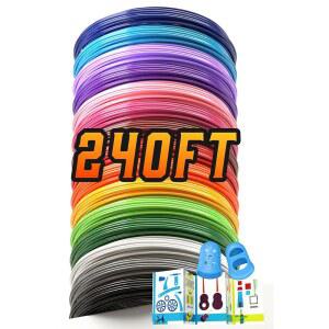 SCRIB3D P1 /ADV MYNT3D 베이직 /슈퍼 /프로와 호환되는 1.75mm 3D 펜 필라멘트 리필, 색상당 15가지 색상, 240피트, 16피트, 핑거 캡 및 스텐실 2개 포함