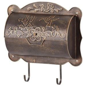 신문지 홀더가 있는 벽걸이 우편함, 외부용 금속 빈티지 장식 전면 현관 우편함 벽걸이, 벌새 액센트가 수평 야외 17인치 x 5인치