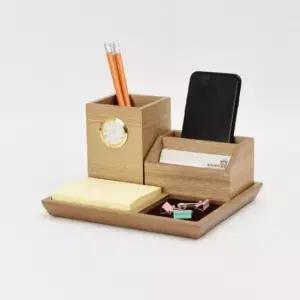 [문구/오피스] 원목 데스크오거나이저 데스크정리함 탁상시계