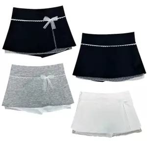 레이시스커트팬츠 치마바지 하객 데이트 리본 숏하의 큐롯팬츠 하객 바지