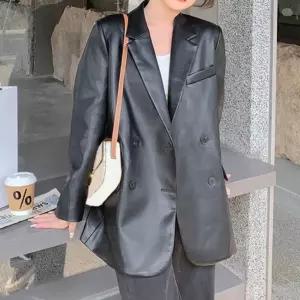 여성 레더 테일러드 자켓 데일리 캐주얼 가죽자켓 가죽점퍼 가죽아우터