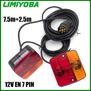 1세트 12V 7 핀 범용 후면 조합 견인 테일 라이트 10m LED 트레일러 브레이크 스톱 램프 라이센스 번호 플