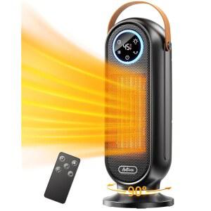 실내용 공간 히터, 사무실용 16인치 휴대용 전기 온도 조절기가 있는 1500W 고속 난방 90 진동, 12시간 타이머, 원격, 안전, 침실용 초조용한 실내 히터