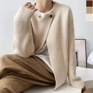 [옷은날개] 여자 투버튼 골지 랩 니트가디건 1P 봄 카디건