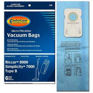 리카 8000 심플리티 7000 타입 B 6 팩에 맞게 제작된 EnviroCare 교체용 미세 여과 진공 청소기 먼지 봉투