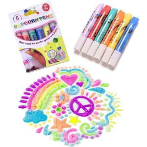 여아용 해슬드 매직 퍼프 펜, 버블 팝콘 컬러 페인트 프린트 펜 3D 아트 세이프 DIY 드로잉