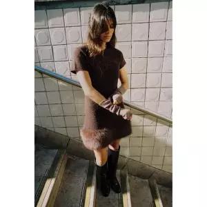 [국내배송] 자라 ZARA 퍼 이펙트 니트 콤비 원피스 - 브라운 923964