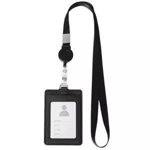 사원증 학생증 세로형 릴홀더 목걸이 카드지갑 (블랙)