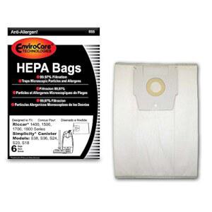 리카 1400, 1500, 1700, 1800 시리즈 및 심플리시티 S38, S36, S24, S20 S18 캐니스터 6팩에 맞는 EnviroCare 교체용 HEPA 여과 진공청소기
