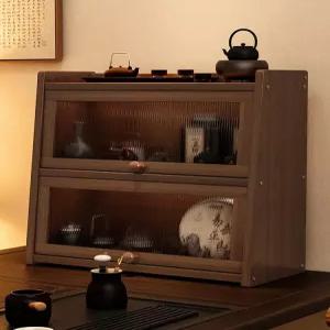 찻장 머그잔 장식장 엔틱 우드 인테리어 다도 커피 선반 그릇 체크 진열장 격자형 미니
